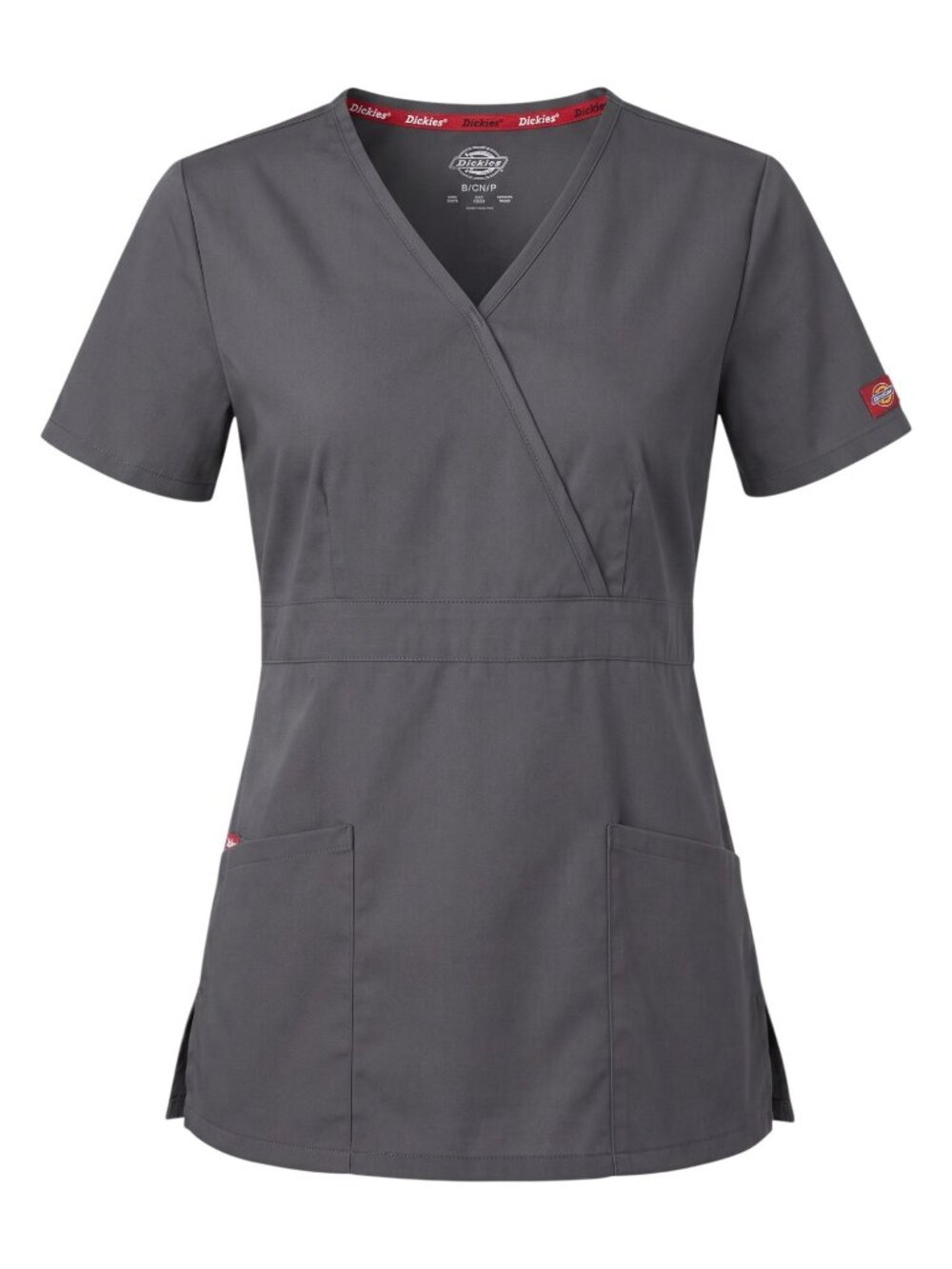 Dickies Womens Grey V-Neck Scrub Top With Pockets Size S